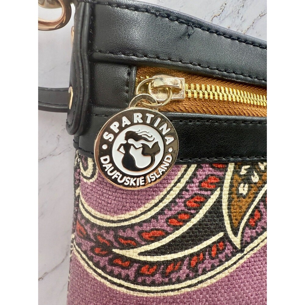 Spartina 449 Cora Hipster Convertible Crossbody Bag Black &‎ Purple Paisley - Picture 8 of 16